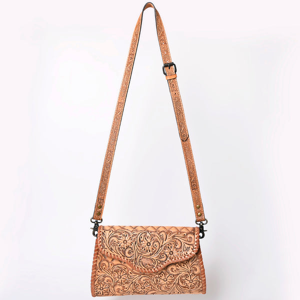 ADBG1137 American Darling Hand Tooled Floral Leather Clutch & Crossbody Purse