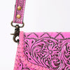 ADBG1137 American Darling Pink Hand Tooled Floral Leather Clutch Crossbody Bag
