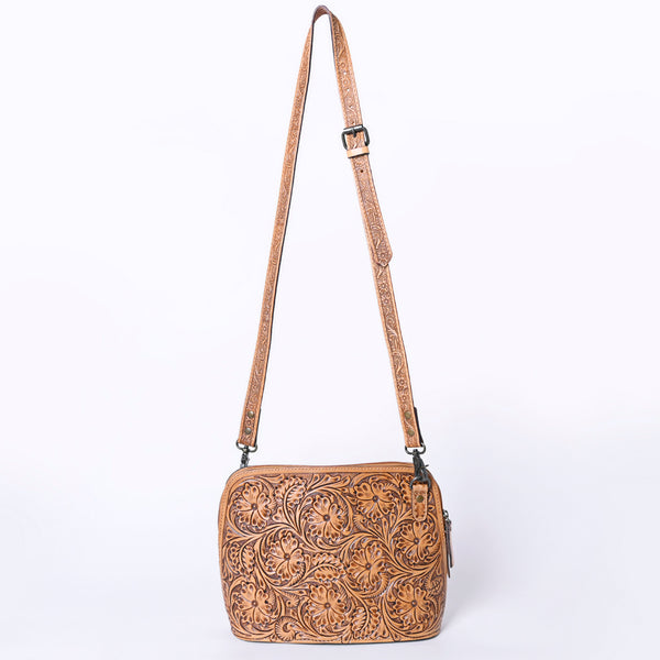 ADBG1138 American Darling Hand Tooled Floral Leather Crossbody Bag Western Purse