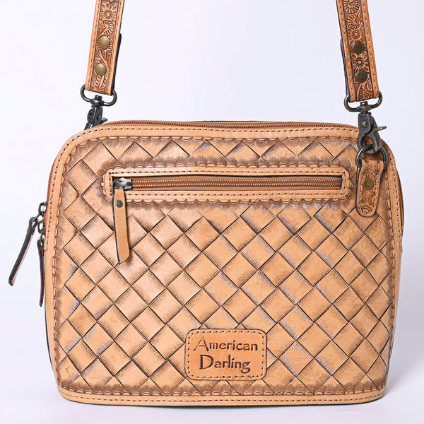 ADBG1138 American Darling Hand Tooled Floral Leather Crossbody Bag Western Purse