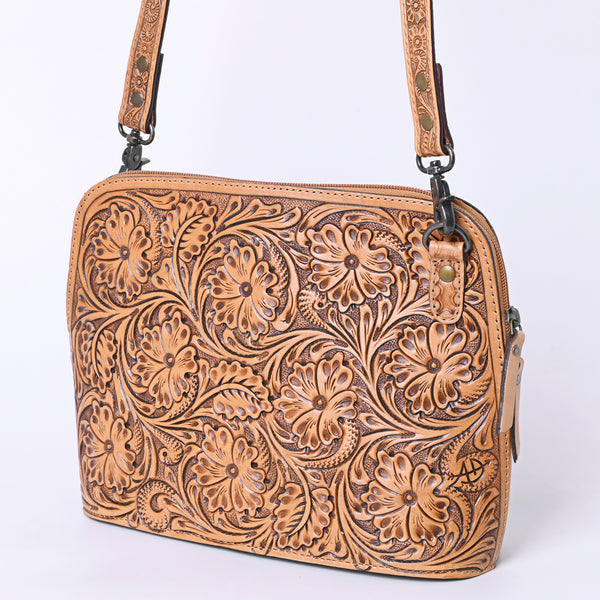 ADBG1138 American Darling Hand Tooled Floral Leather Crossbody Bag Western Purse