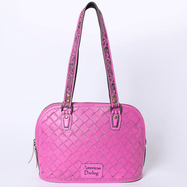 ADBG1139 American Darling Pink Hand Tooled Floral Leather Tote Bag Western Purse