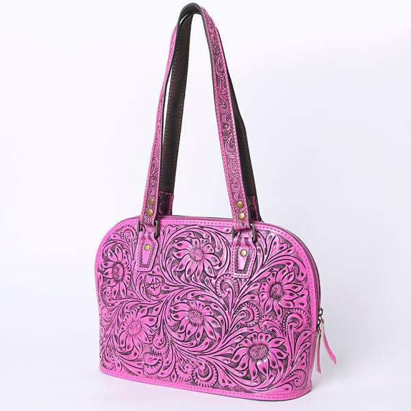 ADBG1139 American Darling Pink Hand Tooled Floral Leather Tote Bag Western Purse