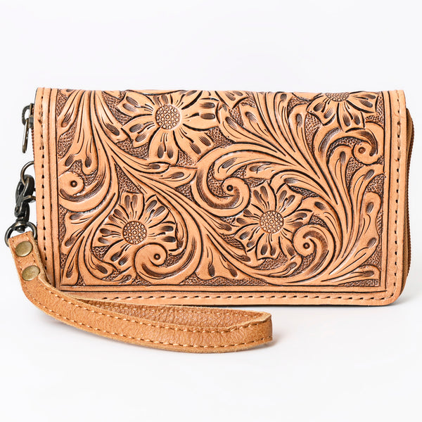 ADBG1140 American Darling Hand-Tooled Western Leather Clutch Bag - Genuine Carved Artisan Women Wristlet
