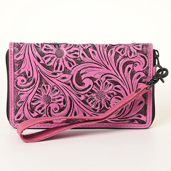 ADBG1140 American Darling Hand-Tooled Western Leather Clutch - Genuine Carved Artisan Women Wristlet Bag