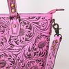 ADBG1141 American Darling Pink Hand Tooled Leather Tote -Western Floral Purse