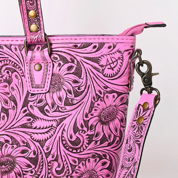 ADBG1141 American Darling Pink Hand Tooled Leather Tote -Western Floral Purse