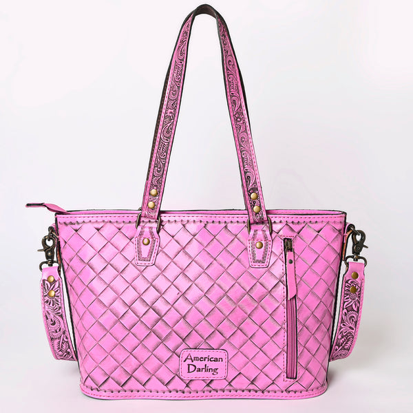 ADBG1141 American Darling Pink Hand Tooled Leather Tote -Western Floral Purse
