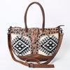 ADBG1084 American Darling Hand-Woven Saddle Blanket Tote Bag with Tooled Leather Accents