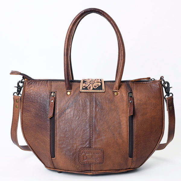ADBG1084 American Darling Hand-Woven Saddle Blanket Tote Bag with Tooled Leather Accents
