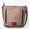 ADBG966 American Darling Crocodile Embossed Leather Western Bucket Crossbody Bag