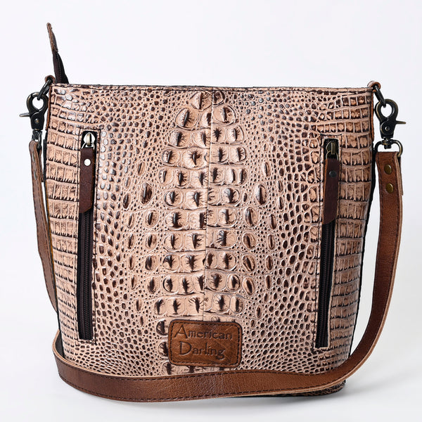 ADBG966 American Darling Crocodile Embossed Leather Western Bucket Crossbody Bag