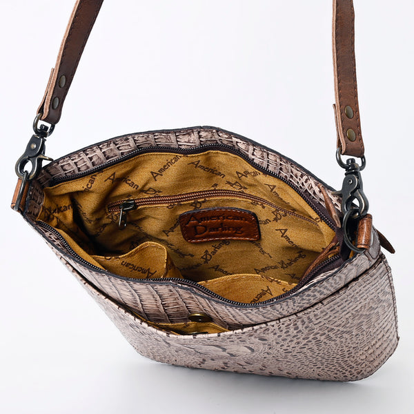 ADBG966 American Darling Crocodile Embossed Leather Western Bucket Crossbody Bag
