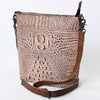ADBG966 American Darling Crocodile Embossed Leather Western Bucket Crossbody Bag