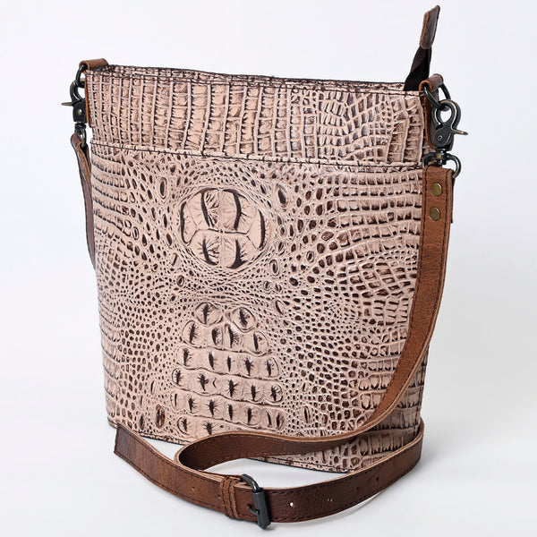 ADBG966 American Darling Crocodile Embossed Leather Western Bucket Crossbody Bag