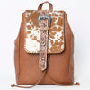 ADBG1145 American Darling Western Cowhide Backpack -Tooled Leather Strap Bag