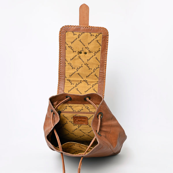 ADBG1145 American Darling Western Cowhide Backpack -Tooled Leather Strap Bag
