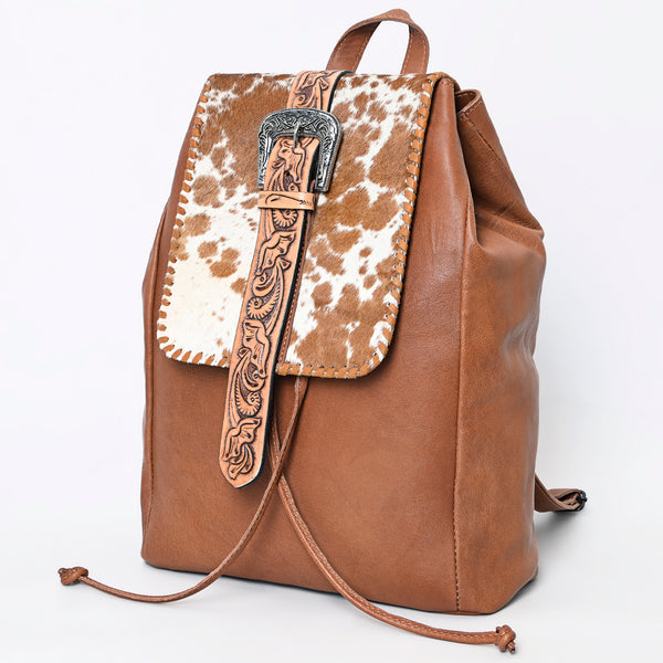 ADBG1145 American Darling Western Cowhide Backpack -Tooled Leather Strap Bag
