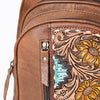 ADBG1153 American Darling Tooled Leather Sling Bag -Floral Carved Western Backpack