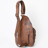 ADBG1153 American Darling Tooled Leather Sling Bag -Floral Carved Western Backpack