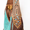 ADBG1164 American Darling Crocodile Embossed Hobo Bag -Western Fringe Handbag Genuine Leather