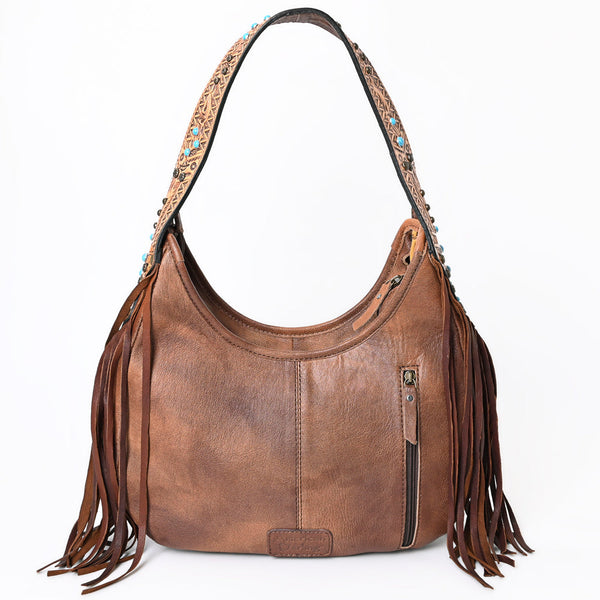ADBG1164 American Darling Crocodile Embossed Hobo Bag -Western Fringe Handbag Genuine Leather