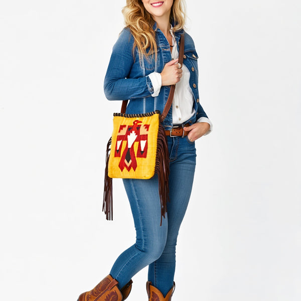 ADBG1167 American Darling Saddle Blanket Fringe Crossbody Bag