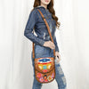 ADBG1177 American Darling Hand Tooled Saddle Blanket Crossbody -Hand Painted Floral Bag