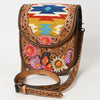 ADBG1177 American Darling Hand Tooled Saddle Blanket Crossbody -Hand Painted Floral Bag