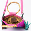 ADBG1178 American Darling Cowhide Crossbody -Bamboo Handle Fringe Handbag
