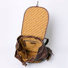 LC-ADBGM344 Tooled Leather Western Backpack with Hand-Painted Desert Cactus Flap - Genuine Brown Leather