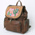 LC-ADBGM344 Tooled Leather Western Backpack with Hand-Painted Desert Cactus Flap - Genuine Brown Leather