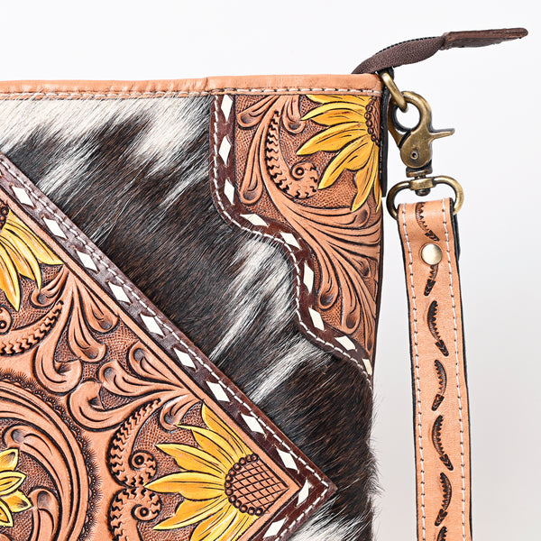 ADBGA343 American Darling Buck Stitched Hair-On Cowhide Hand Tooled Leather Large Cross body Bag