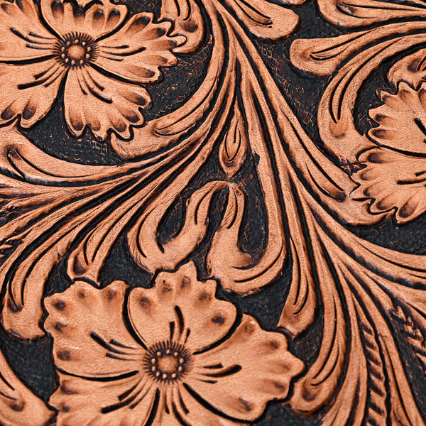 ADBGA350 American Darling Hand Tooled Leather Floral Carved Jewelry Case