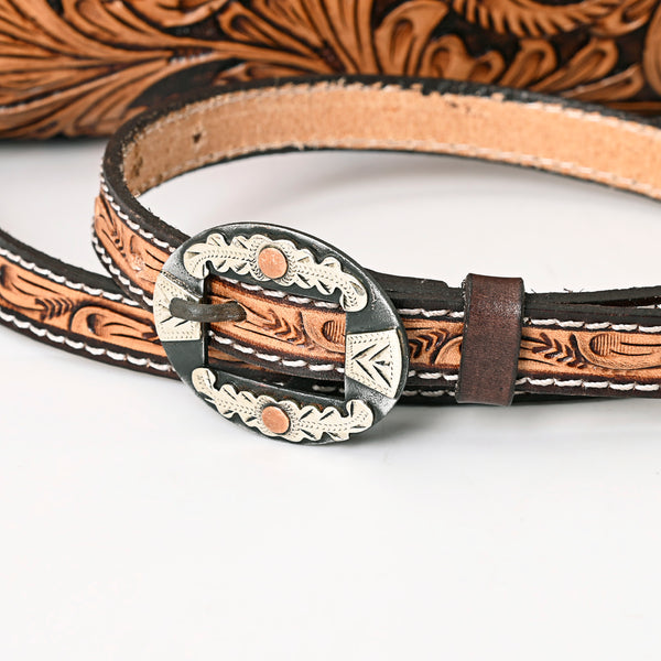 ADBGA356 American Darling Hand-Tooled Leather Western Crossbody Bag Floral Pattern & Buckle Strap