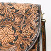 ADBGA356 American Darling Hand-Tooled Leather Western Crossbody Bag Floral Pattern & Buckle Strap