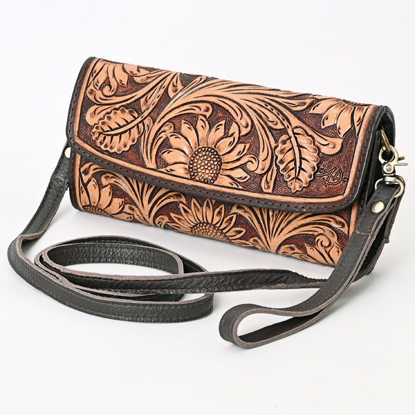 ADBGA362 American Darling Hand Tooled Floral Carved Genuine Leather Small Cross body Bag