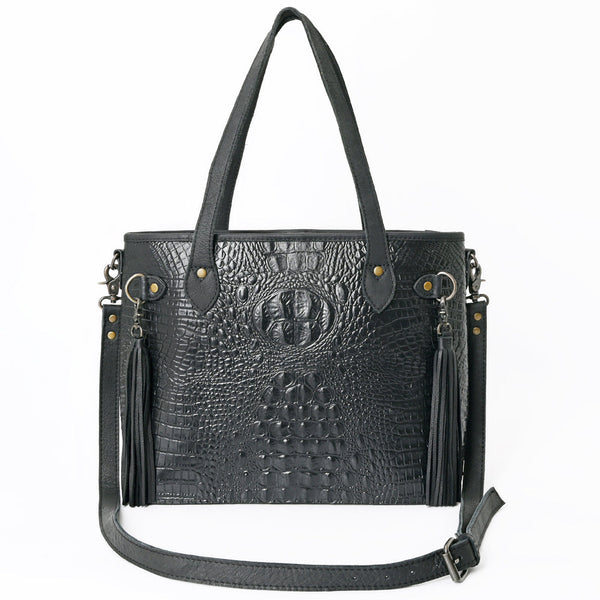 ADBG1180B American Darling Crocodile Embossed Leather Tote -Western Tassel Handbag