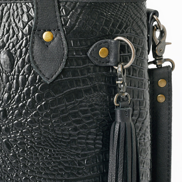 ADBG1180B American Darling Crocodile Embossed Leather Tote -Western Tassel Handbag