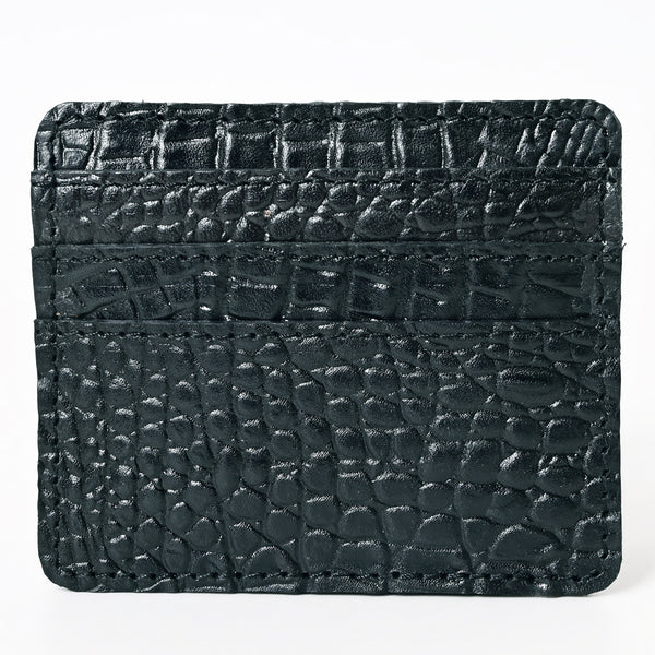 ADBG1181B American Darling Crocodile Embossed Leather Card Holder -Slim Western Wallet