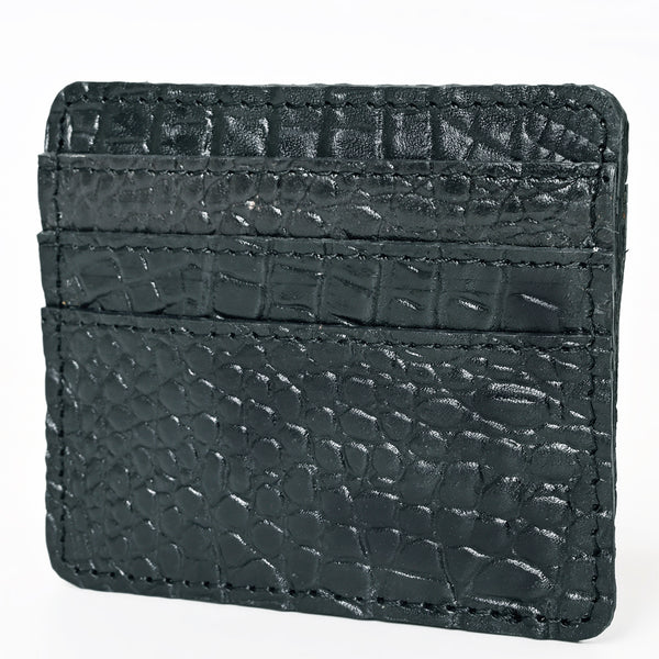 ADBG1181B American Darling Crocodile Embossed Leather Card Holder -Slim Western Wallet