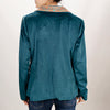 ADBZ027 Luxury Teal Fabric Western Blazer with Floral Harness Leather Trim