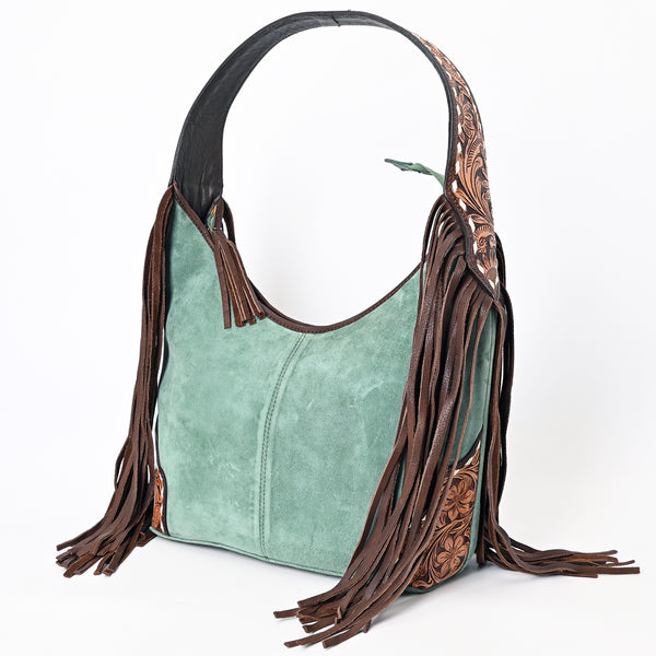 ADBGA371 American Darling Hand Tooled Floral Carved Suede Genuine Leather Hobo Bag
