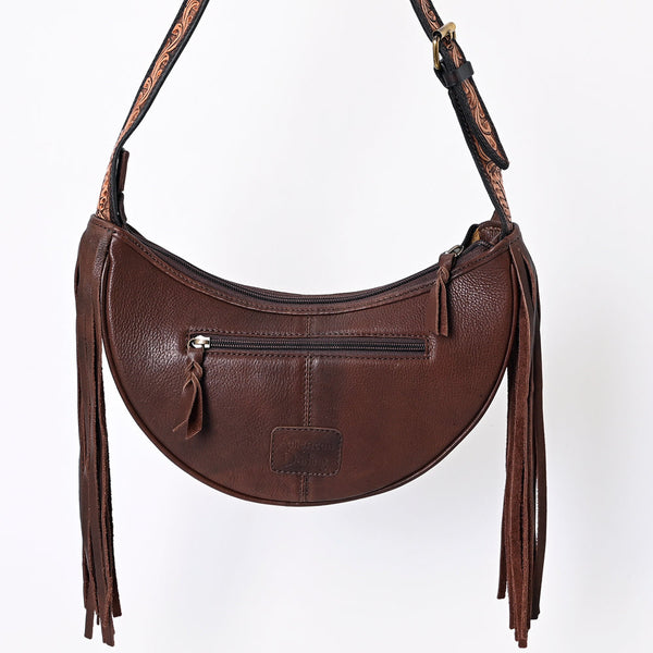 ADBGA376 American Darling Handcrafted Hair on Hide Fringe Hobo Western Tooled Leather Bag