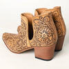 LC-ADFT165 Women's Tan Tooled Leather Western Ankle Boots - American Darling Cowgirl Booties