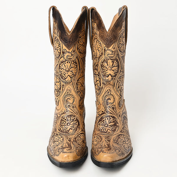 LC-ADFT166 Hand Tooled Genuine Western Leather Long Boot