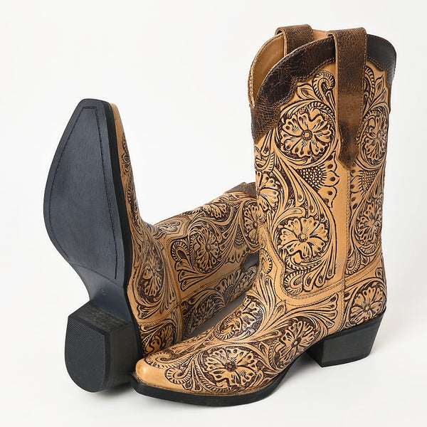 LC-ADFT166 Hand Tooled Genuine Western Leather Long Boot