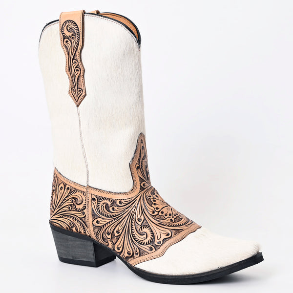 LC-ADFT166B Hand Tooled Hair On Genuine Western Leather Long Boot