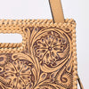 ADBGZ755 Hand Tooled Leather Clutch Wallet - Western Floral Cutout Handle Purse