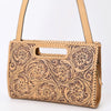 ADBGZ755 Hand Tooled Leather Clutch Wallet - Western Floral Cutout Handle Purse